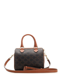 Celine Celine Women Small Boston Bag In Triomphe Canvas And Calfskin
