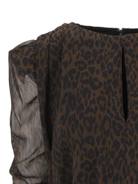 Rotate Women Ruched Leopard-Print Mini Dress