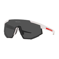 Prada Sport Sunglasses Shield Rimless, Black Rubber Frame and Dark Grey Lens PS04WSFDG006F