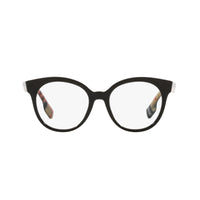 Burberry Eyeglasses Round Full Rim, Black Frame and Clear Demo Lenses Lens BE23563942
