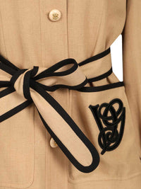 Valentino Garavani Women Embroidered Twill Jacket With Belt