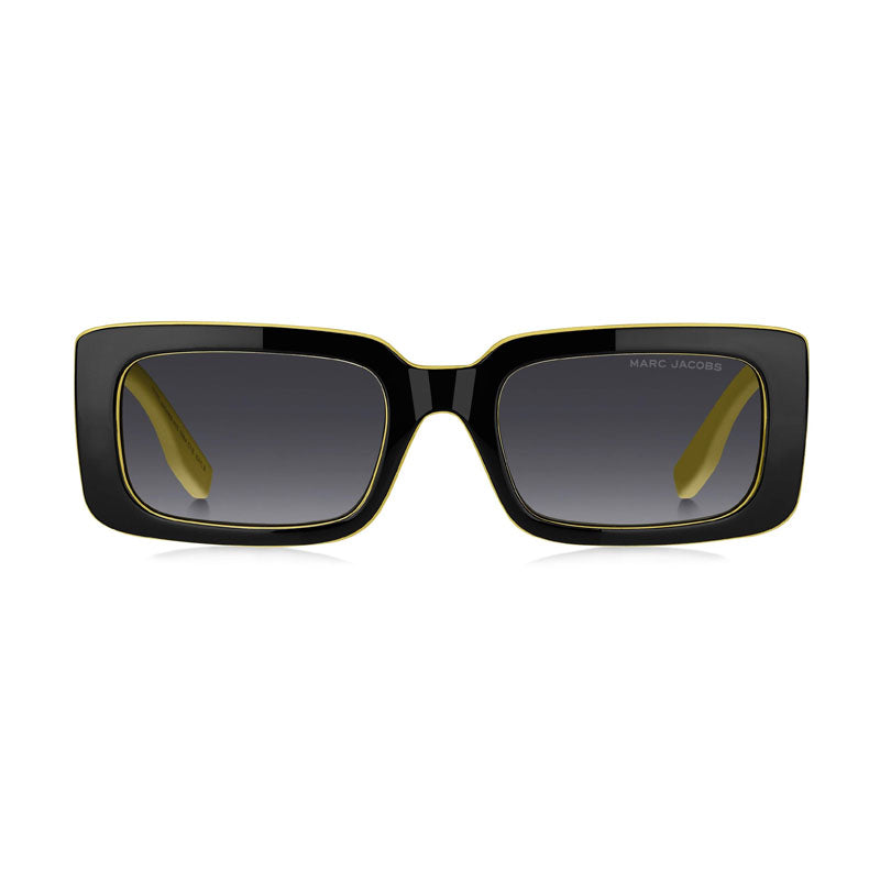 Marc Jacobs Sunglasses Rectangle Full Rim, Black/Yellow Frame and Dark Grey Gradient Lens MARC804/S071C9O