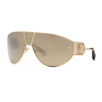 Roberto Cavalli Roberto Cavalli Sunglasses Shield Full Rim, Shiny Rose Gold Frame and Golden Lens SRC093300G