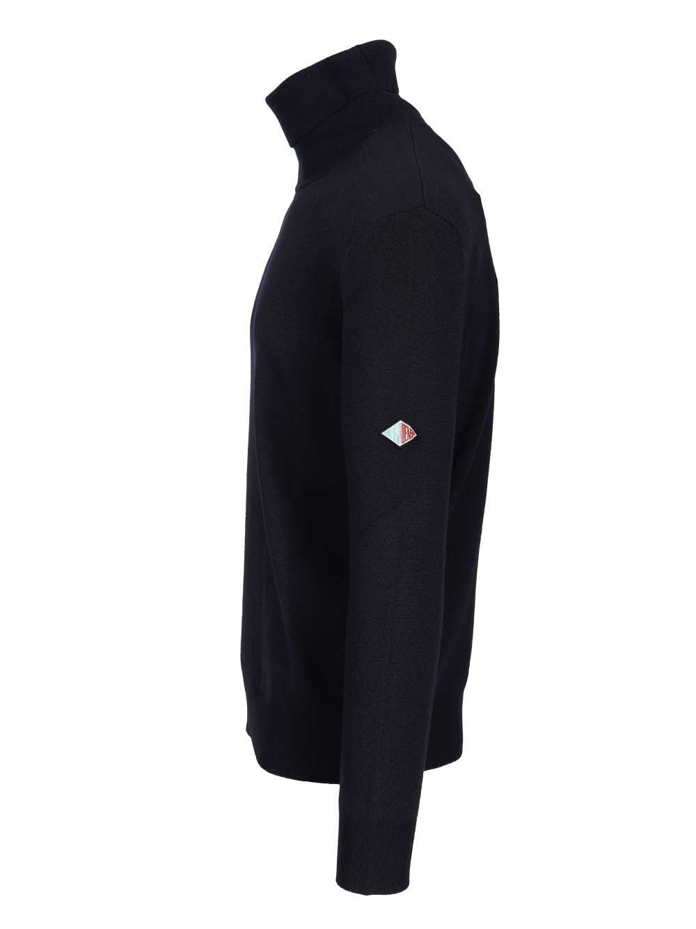 Bottega Veneta Men Navy Blue Wool Turtleneck Sweater
