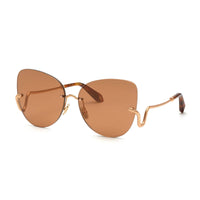 Roberto Cavalli Sunglasses Butterfly Rimless, Copper Gold Frame and Brown Lens SRC0628FCX