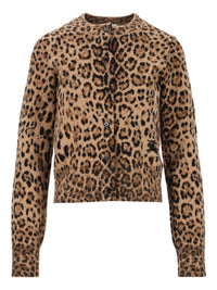 Burberry Women Animal Print Wool And Cashmere Cardigan