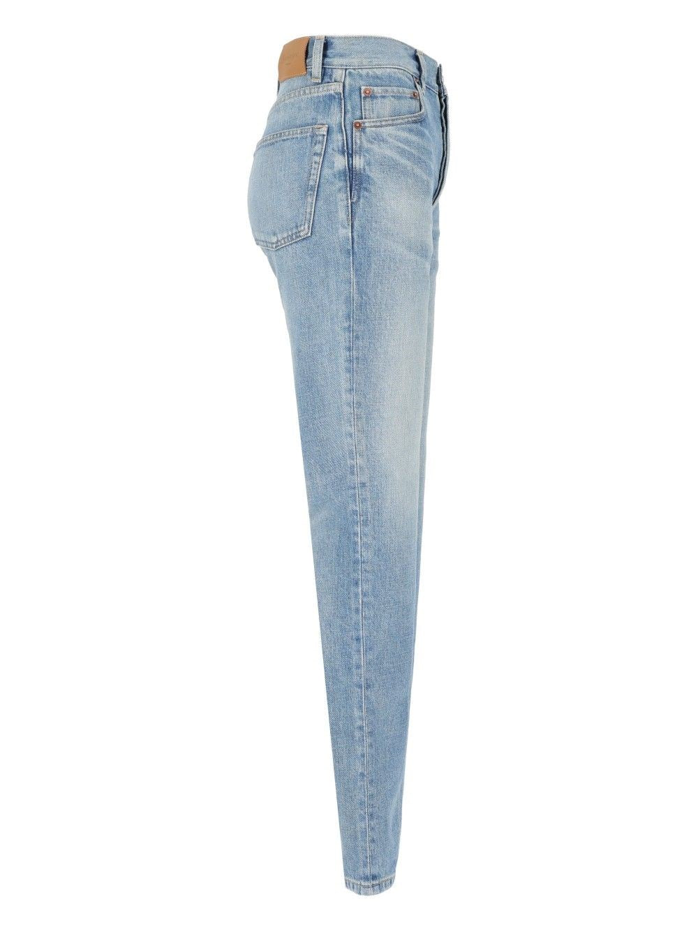 Saint Laurent Saint Laurent Women Straight Jeans In Authentic Medium Blue Denim