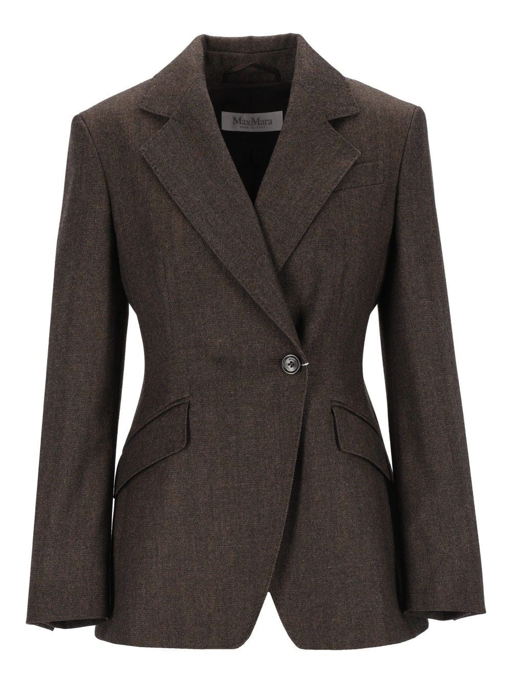 Max Mara Women Fitted Blazer In Denim-Effect Wool