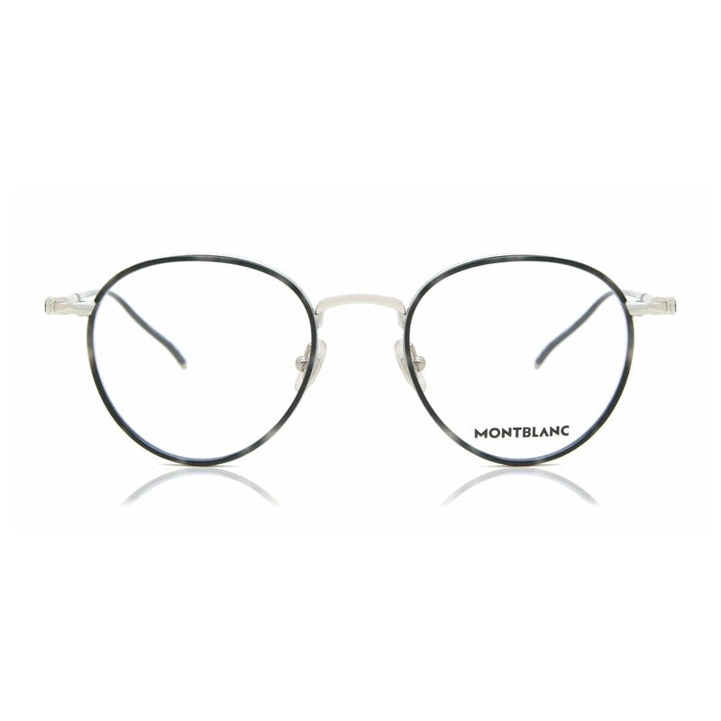 Montblanc Eyeglasses Square Full Rim, Grey/Silver Frame and Clear Demo Lens Lens MB0162O002