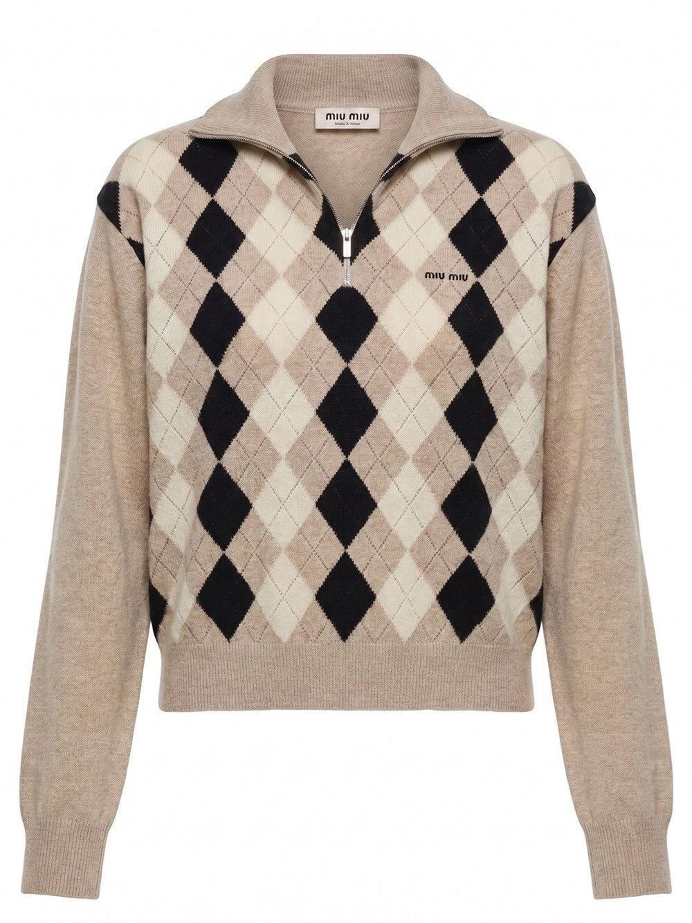 Miu Miu Women Argyle Polo-Neck Sweater