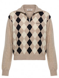 Miu Miu Women Argyle Polo-Neck Sweater