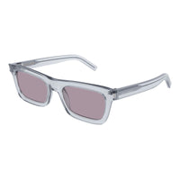 Saint Laurent Sunglasses Rectangle Full Rim, Shiny Black Frame and Solid Blue Lens SL461BETTY009
