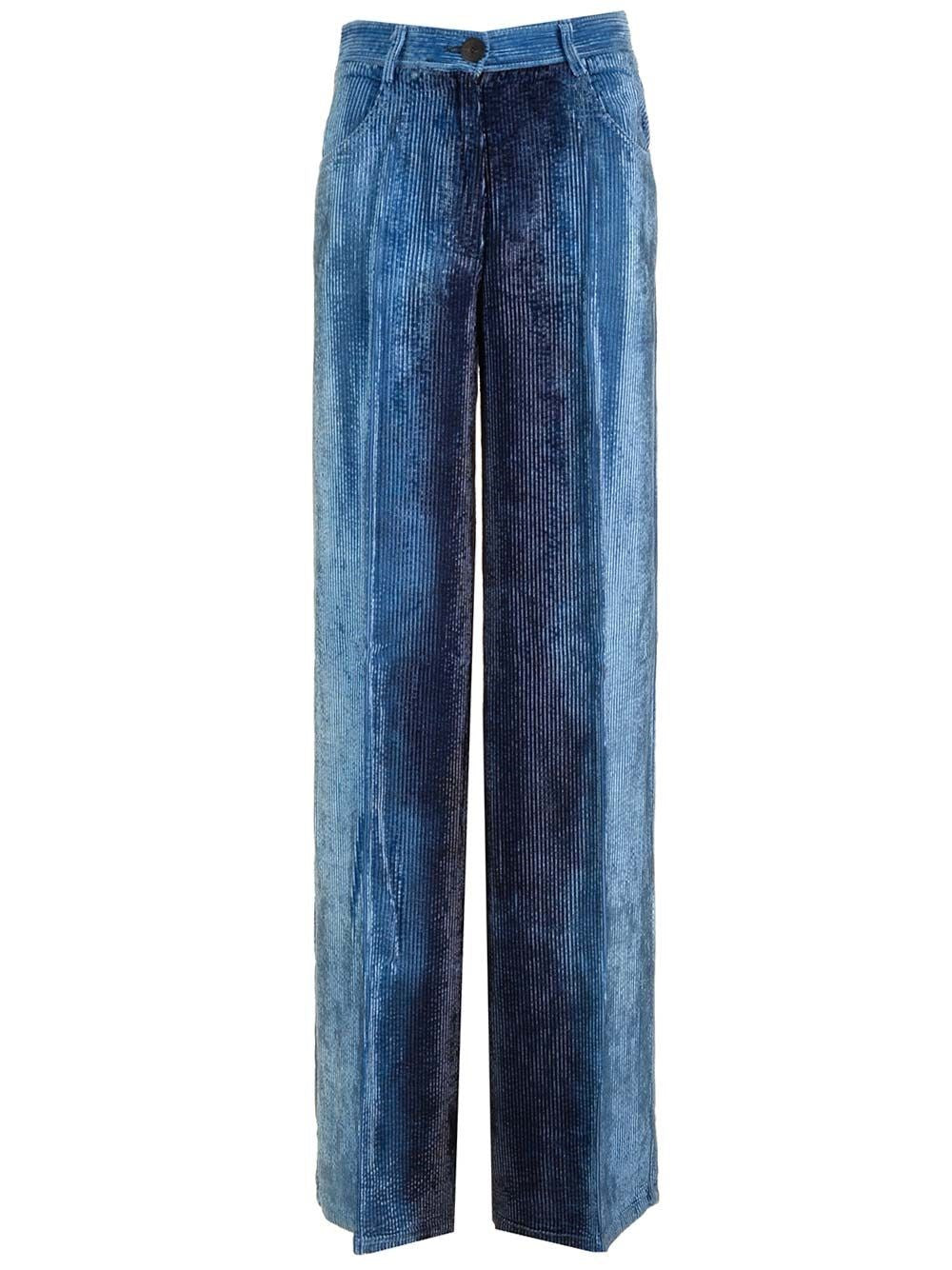 Forte_Forte Women Degradé Denim Velvet Wide Leg Pants Delavè