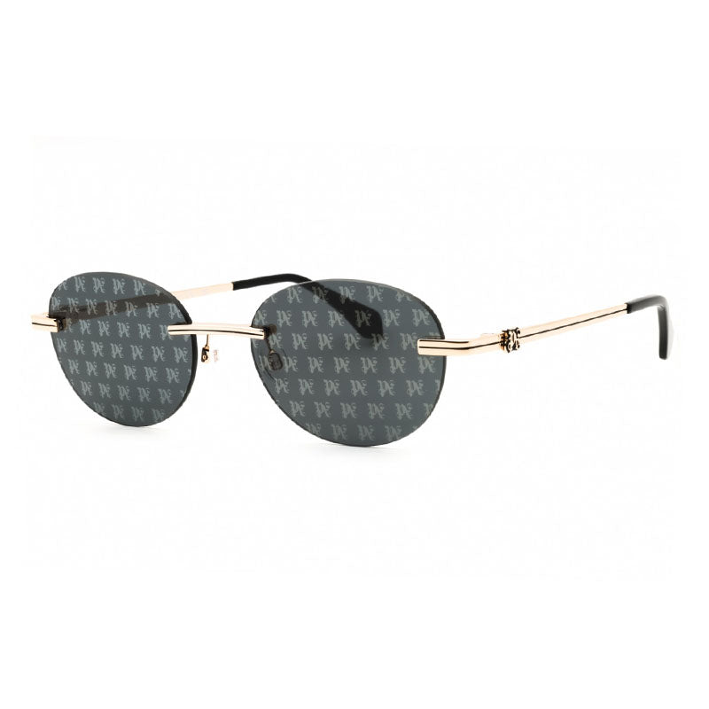 Palm Angels Sunglasses Oval Rimless, Gunmetal Frame and Blue Gradient Electric Lens PERI10HCRYSTAL1007