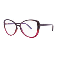 Tom Ford Eyeglasses Butterfly Full Rim, Shiny Black Frame and Clear Blue Light Block Lens FT5907-B001