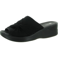 Smile II Womens Slip On Wedge Sandals 7.5 Medium Black Lace