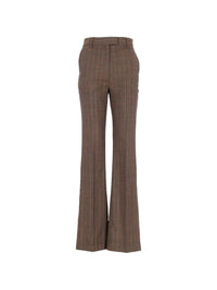 Ganni Women Brown Pinstriped Wool Trousers