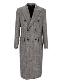 Dolce & Gabbana Men Double-Breasted Herringbone Coat