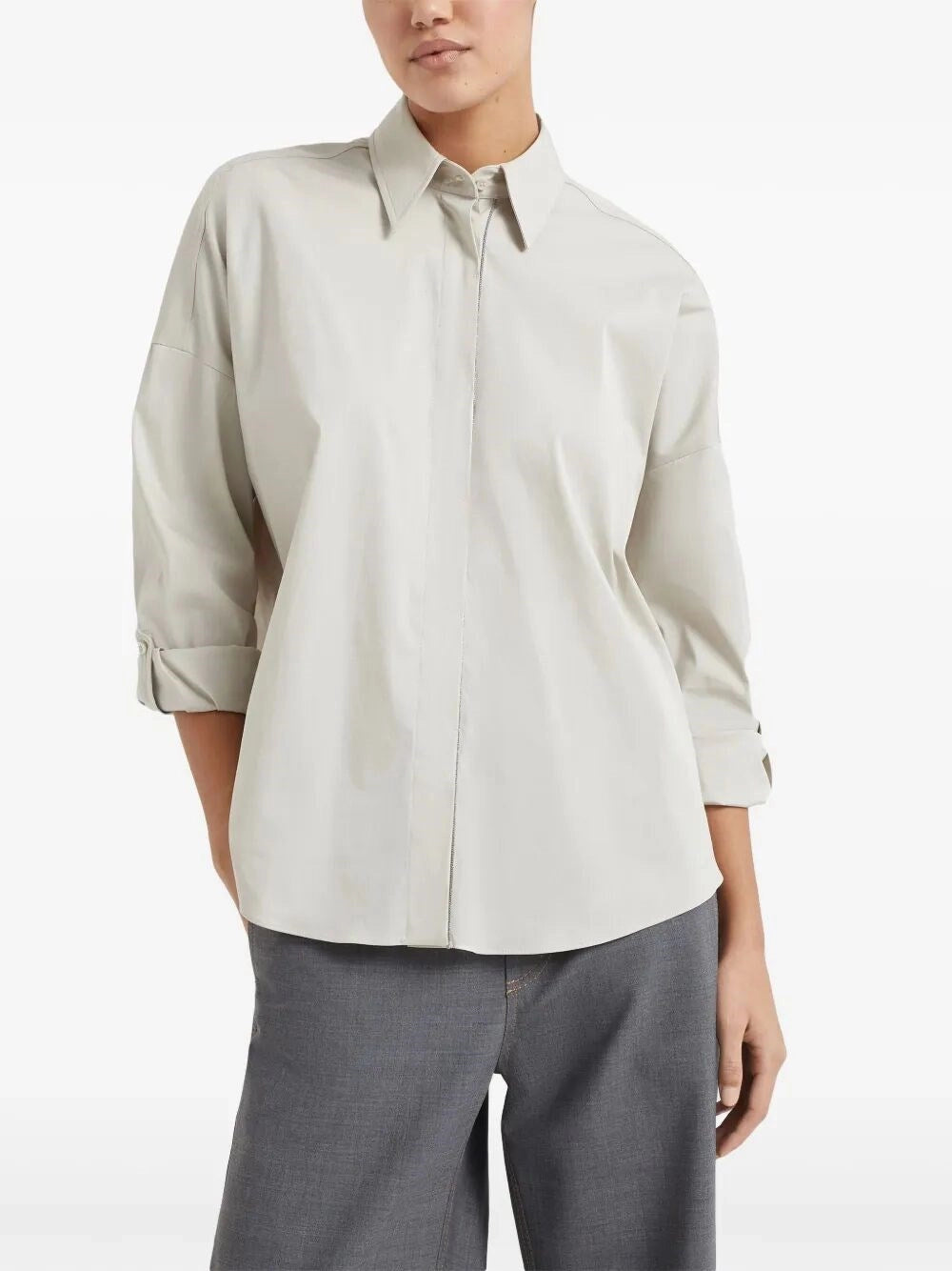 Brunello cucinelli Brunello Cucinelli Women Poplin Shirt With Shiny Trim
