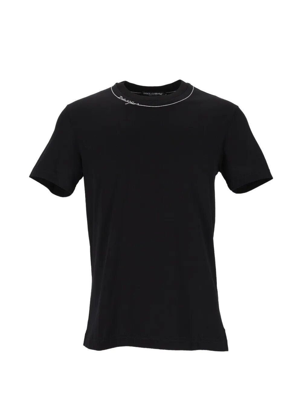 Dolce & Gabbana Men Cotton T-Shirt With Embroidery