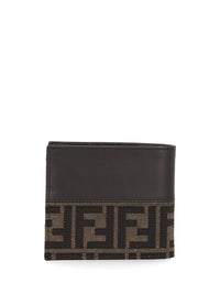 Fendi Fendi Men Leather Bi-Fold Wallet With Ff Motif
