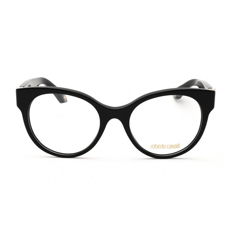 Roberto Cavalli Roberto Cavalli Eyeglasses Round Full Rim, Black Frame and Clear Demo Lenses Lens VRC027M0700