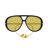 Bottega Veneta Bottega Veneta Sunglasses Geometric Full Rim, Black and Gold Frame and Yellow Lens BV1273S003