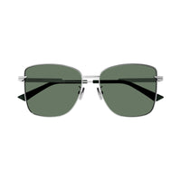 Bottega Veneta Sunglasses Rectangle Full Rim, Silver Frame and Green Lens BV1237S003