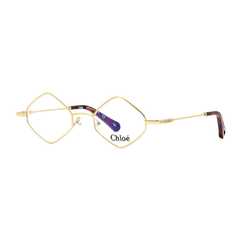 Chloe Eyeglasses Round Full Rim, Medium Gold Frame and Clear Demo Lenses Lens CE2158906