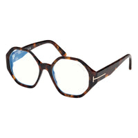 Tom Ford Eyeglasses Geometric Full Rim, Shiny Black Frame and Clear Blue Light Block Lens FT5967-B001