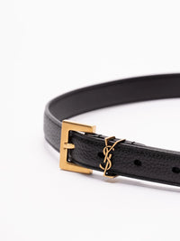 Saint laurent Saint Laurent Women Cassandre Thin Belt In Grained Leather