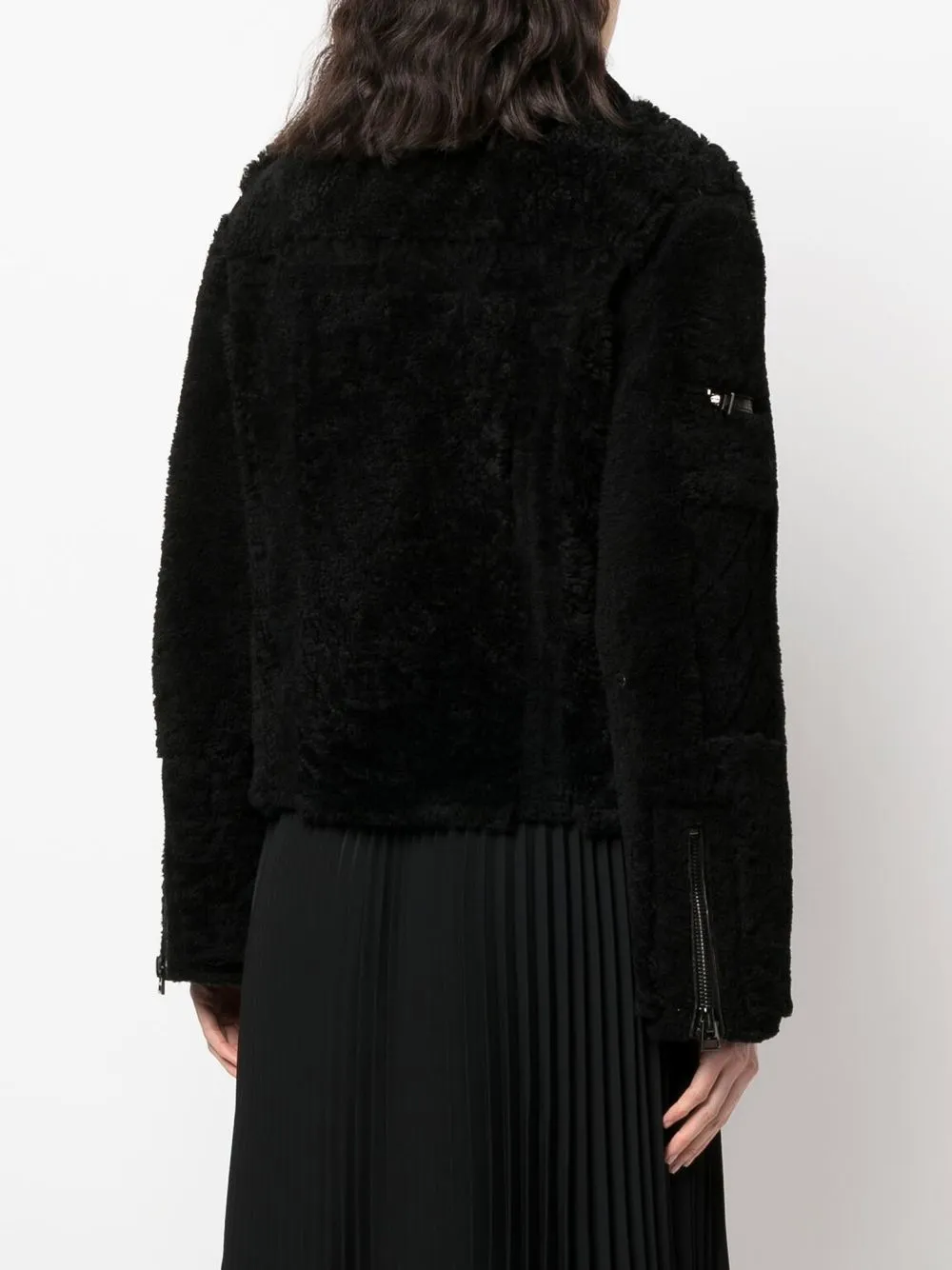 Tom Ford Curly Shearling Asymmetrical Zip Biker Jacket