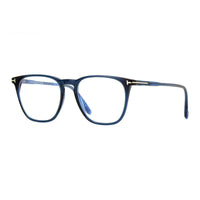 Tom Ford Tom Ford Eyeglasses Square Full Rim, Shiny Blue Frame and Clear/Blue-Light Block Lenses Lens FT5937-B090