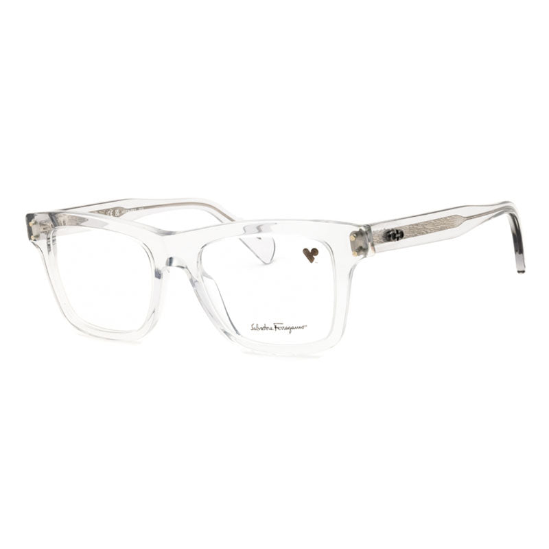 Salvatore Ferragamo Eyeglasses Square Full Rim, Light Crystal Grey Frame and Clear Demo Lenses Lens SF2923050