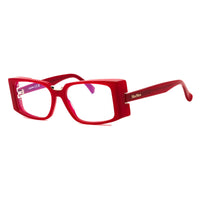 Max Mara Max Mara Eyeglasses Rectangle Full Rim, Shiny Red Frame and Clear/Blue-light Block Lenses Lens MM5157-B066