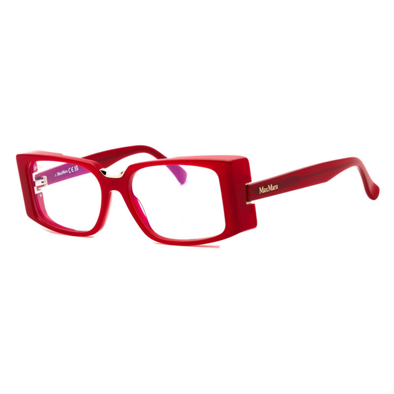 Max Mara Max Mara Eyeglasses Rectangle Full Rim, Shiny Red Frame and Clear/Blue-light Block Lenses Lens MM5157-B066