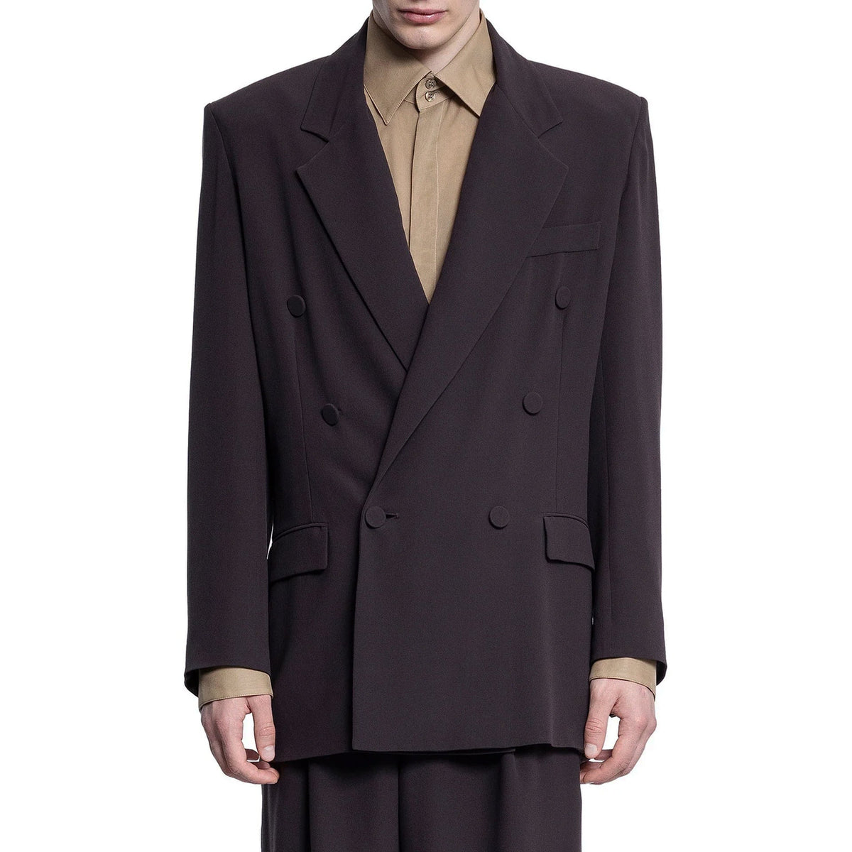 Saint Laurent Double-Breasted Silk-Crepe Blazer Men