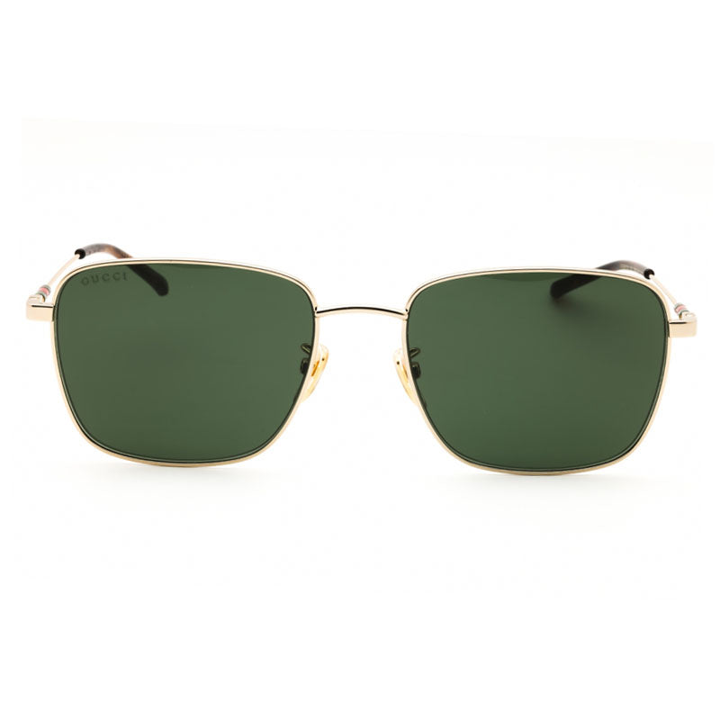 Gucci Sunglasses Square Full Rim, Gold Frame and Green Lens GG2097SK002