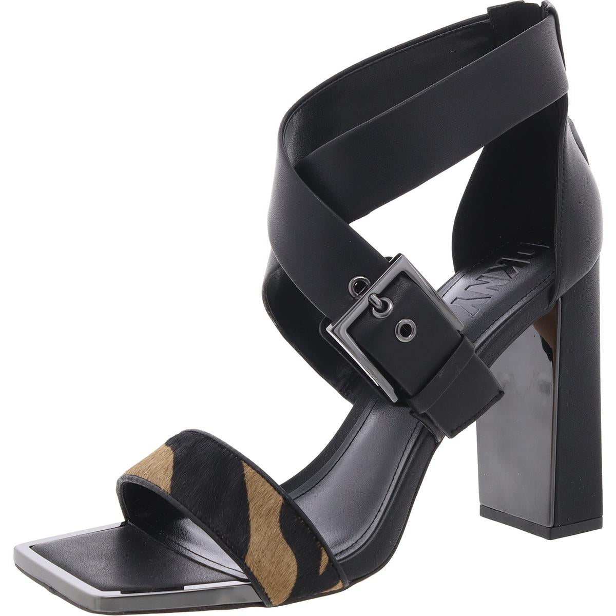 Revelyn Womens Buckle Leather Block Heels