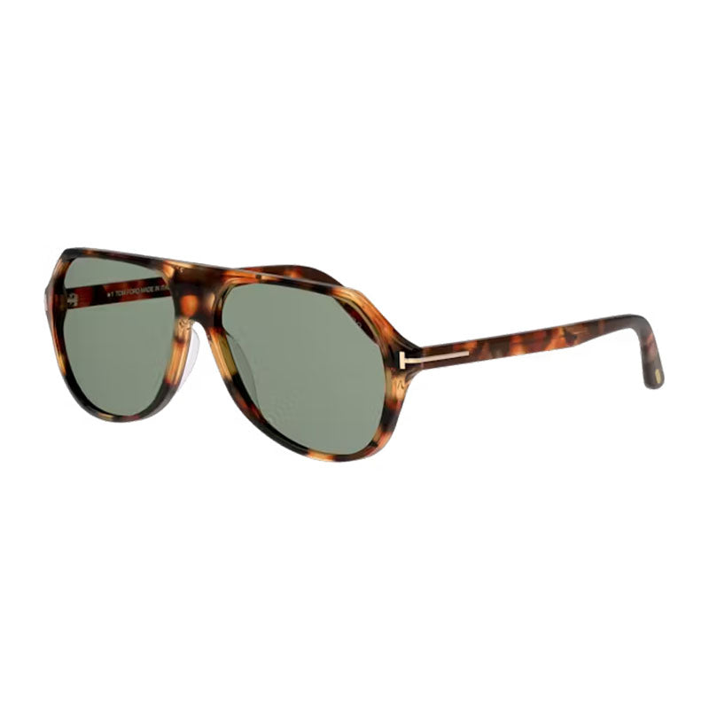 Tom Ford Sunglasses Aviator Full Rim, Blonde Havana Frame and Green Lens FT093453N
