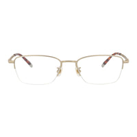 Montblanc Eyeglasses Rectangle Semi Rim, Gold Frame and Clear Demo Lenses Lens MB0133O003