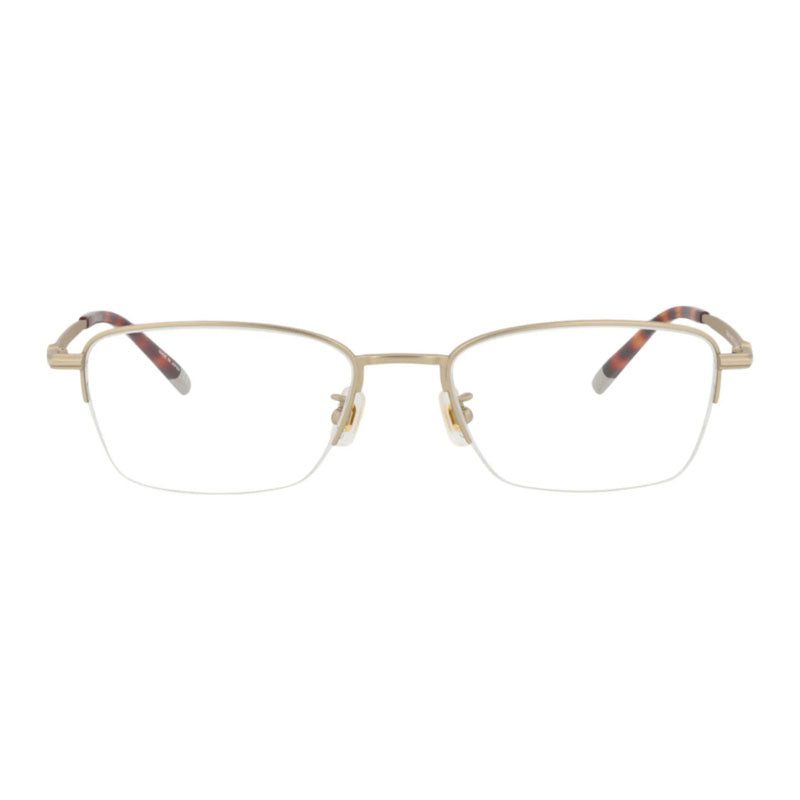 Montblanc Eyeglasses Rectangle Semi Rim, Gold Frame and Clear Demo Lenses Lens MB0133O003