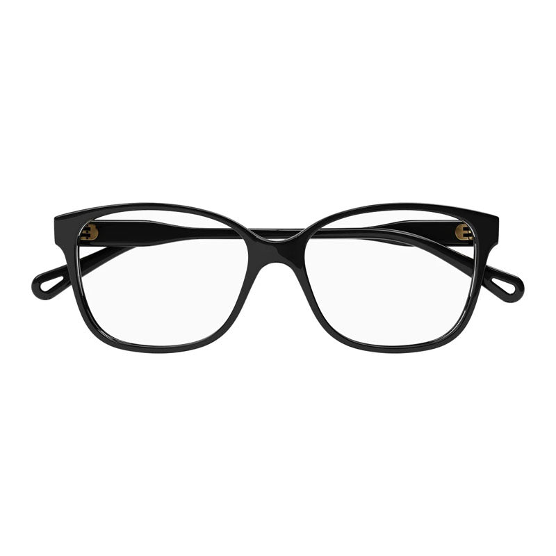Chloe Eyeglasses Square Full Rim, Shiny Black Frame and Clear Demo Lenses Lens CH0115O001
