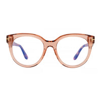 Tom Ford Tom Ford Eyeglasses Oval Full Rim, Shiny Pink Frame and Clear/Blue Light Block Lenses Lens FT5987-B072