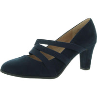 Loren Womens Faux Suede Strappy Heels 7.5 Medium Navy