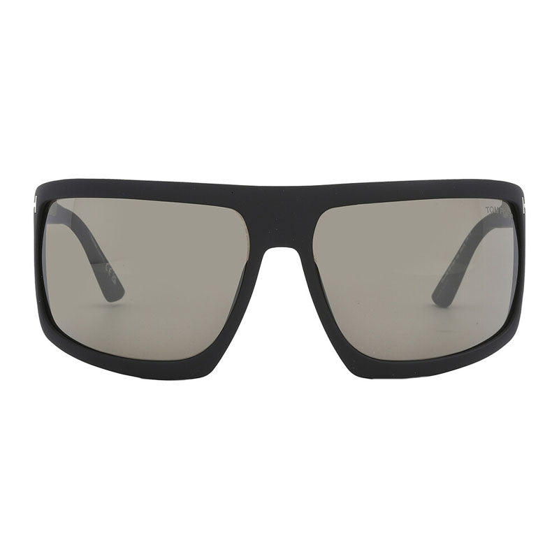 Tom Ford Sunglasses Shield Full Rim, Matte Black Frame and Roviex Mirror Lens FT106602L