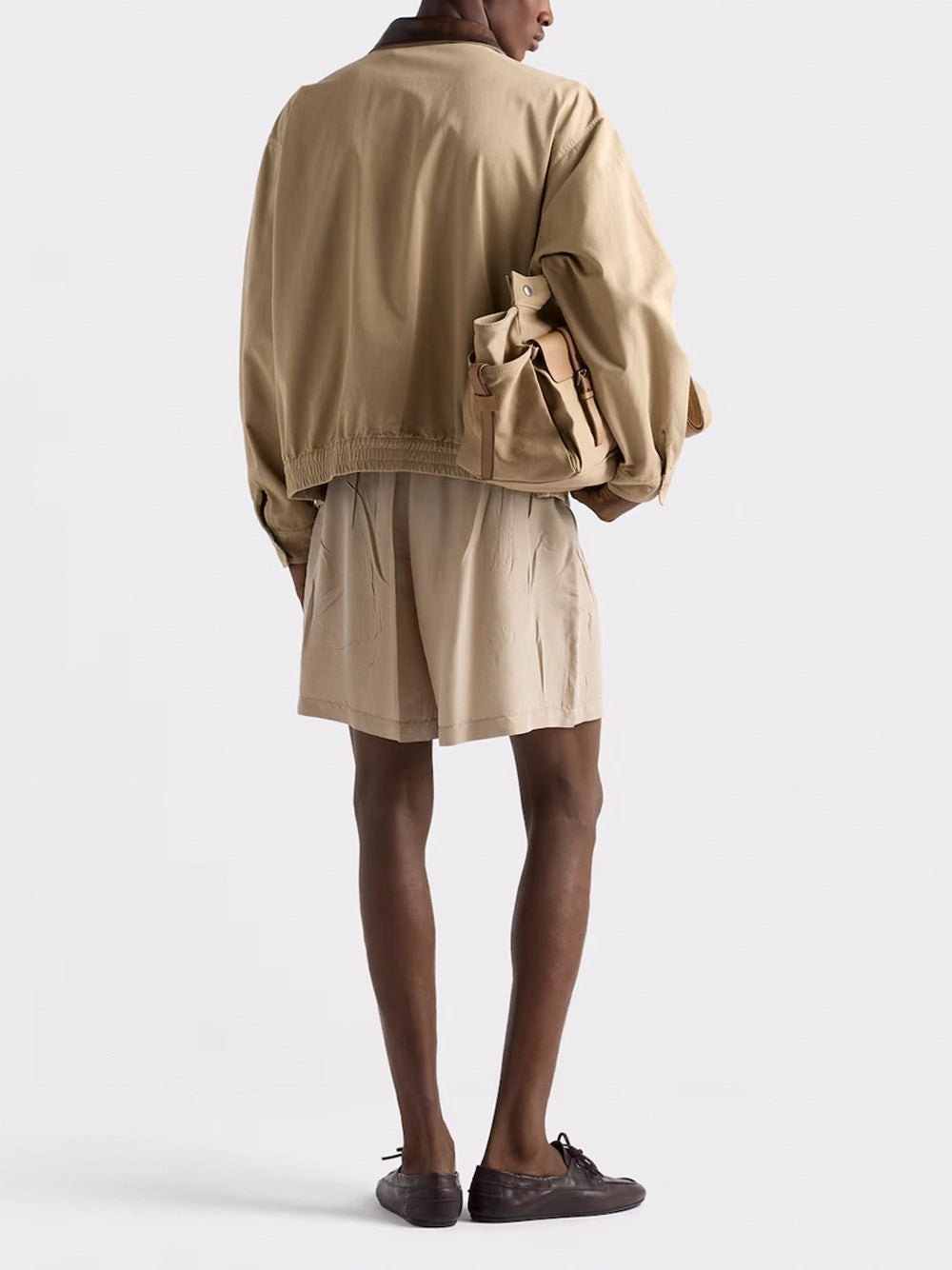 Prada Men Cord Cotton Jacket With Leather Details