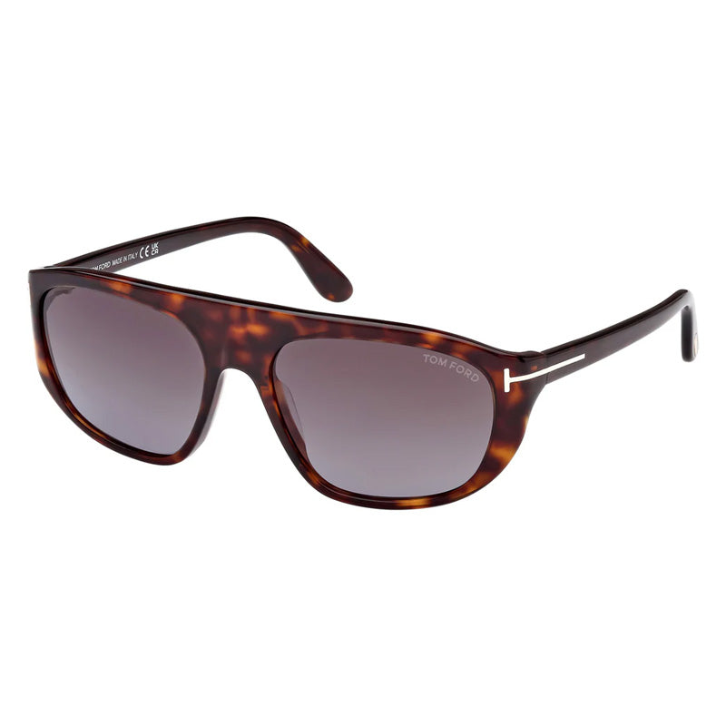 Tom Ford Sunglasses Aviator Full Rim, Shiny Black Frame and Roviex Lens FT100201J
