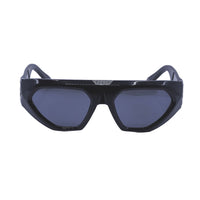 Philipp Plein Sunglasses Rectangle Full Rim, Shiny Black Frame and Grey Silver Mirror Lens SPP153Z42X