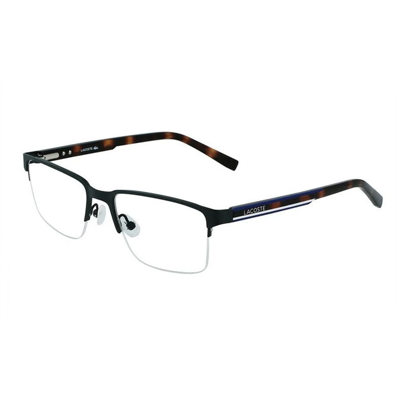 Lacoste Eyeglasses Rectangle Semi Rim, Semi-Matte Brown Frame and Clear Demo Lenses Lens L2279N201